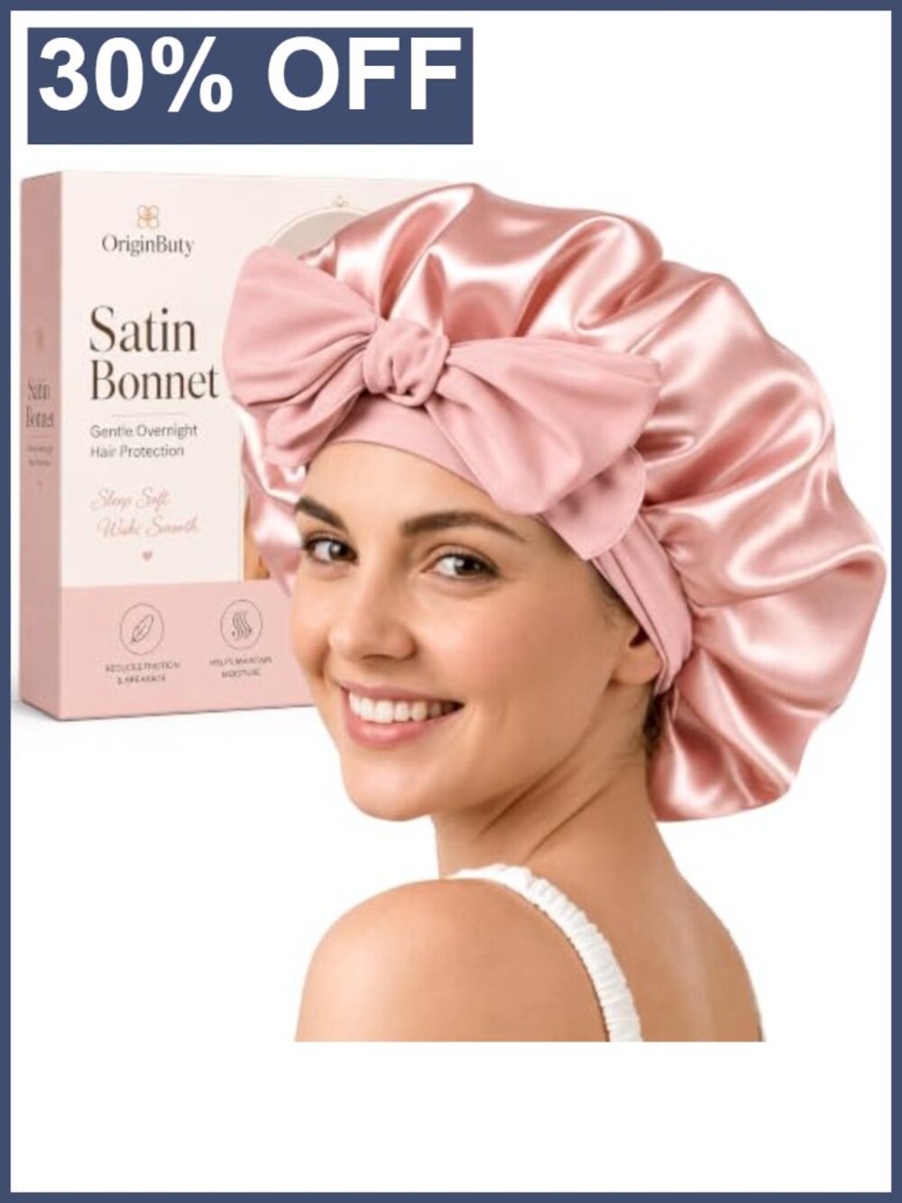 Silk Satin Hair Bonnet Adjustable Tie Sleeping Wrap Non-Slip One Size